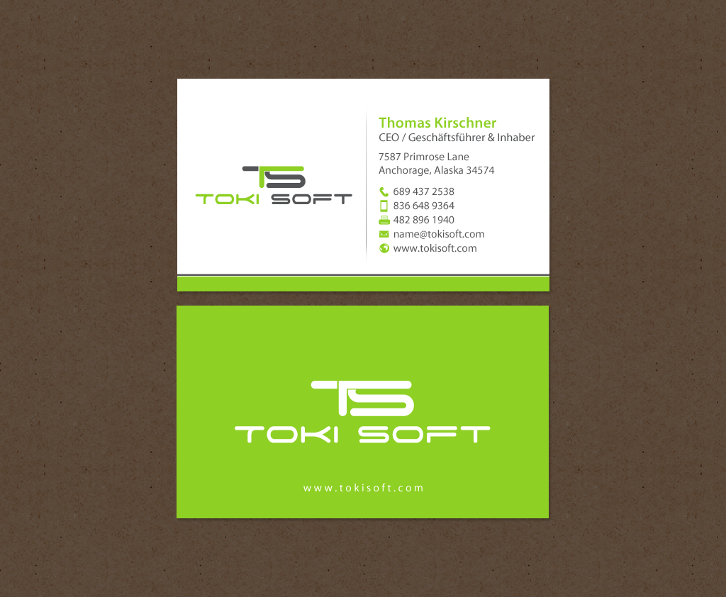 Diseño de Tarjeta de Presentación por chandrayaan.creative para ToKi Soft | Diseño #13845118