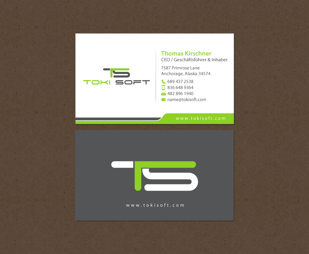 Diseño de Tarjeta de Presentación por chandrayaan.creative para ToKi Soft | Diseño #13845372