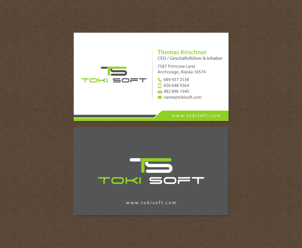 Diseño de Tarjeta de Presentación por chandrayaan.creative para ToKi Soft | Diseño #13845373