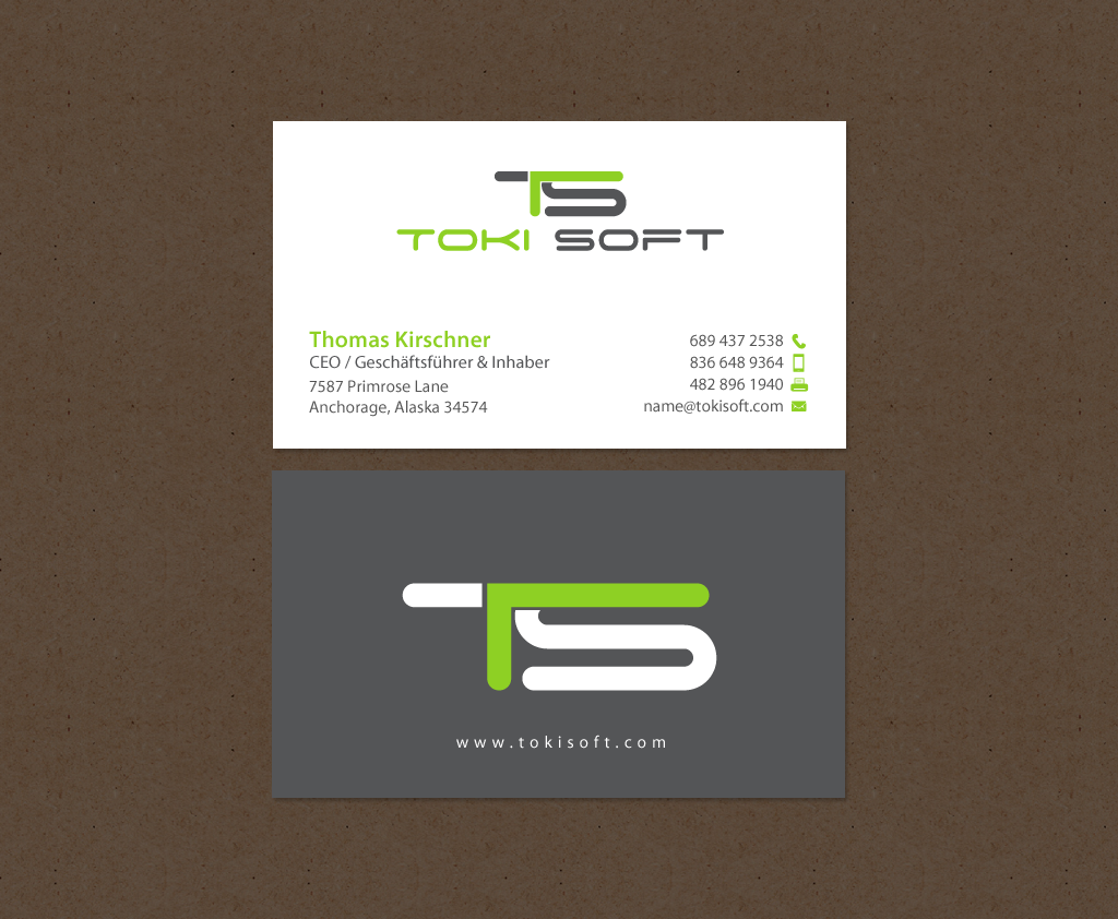 Diseño de Tarjeta de Presentación por chandrayaan.creative para ToKi Soft | Diseño #13845423