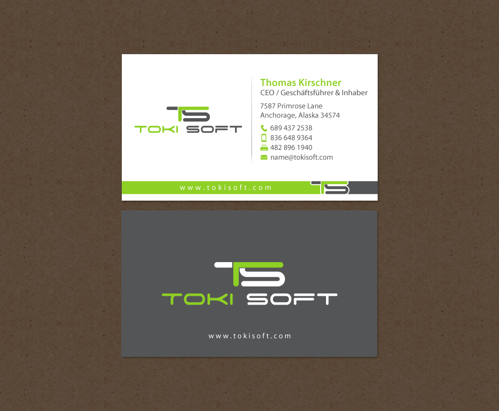 Diseño de Tarjeta de Presentación por chandrayaan.creative para ToKi Soft | Diseño #13845424