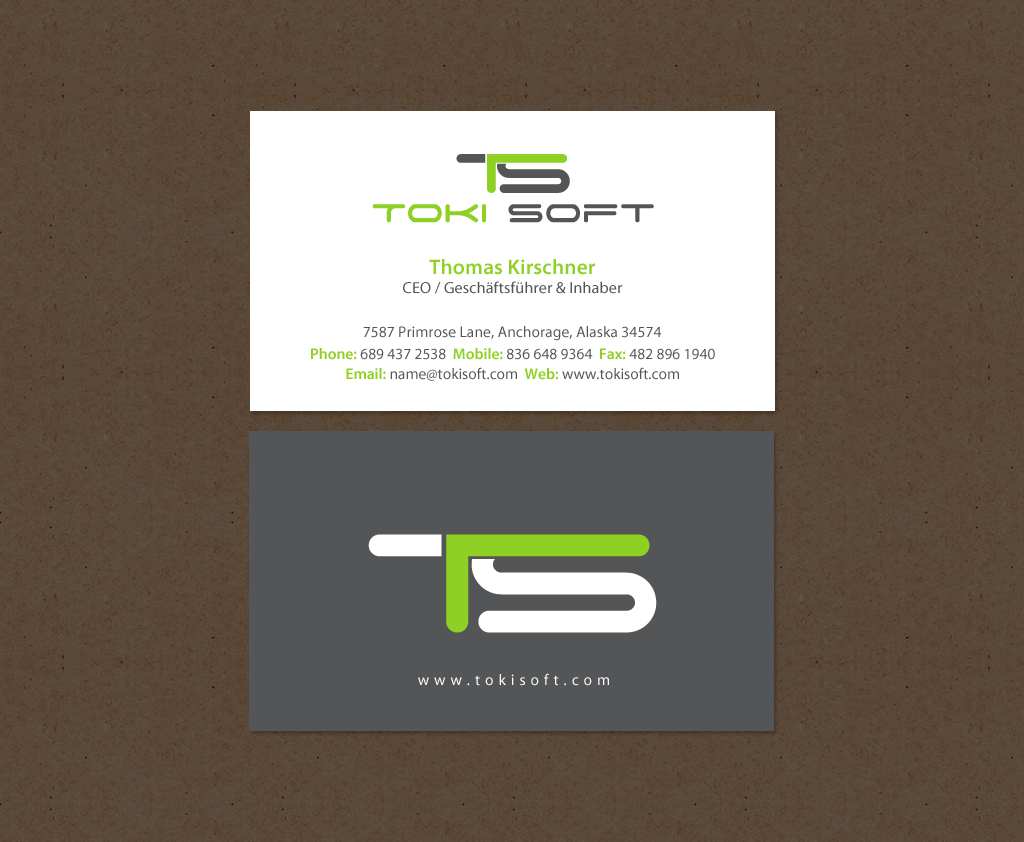 Diseño de Tarjeta de Presentación por chandrayaan.creative para ToKi Soft | Diseño #13845517