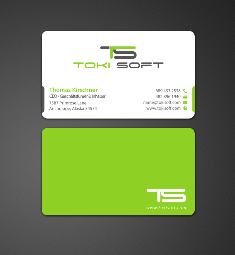 Diseño de Tarjeta de Presentación por chandrayaan.creative para ToKi Soft | Diseño #13846206