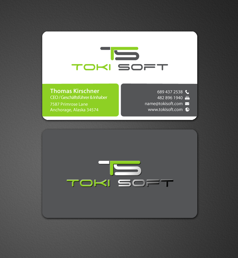 Diseño de Tarjeta de Presentación por chandrayaan.creative para ToKi Soft | Diseño #13846208
