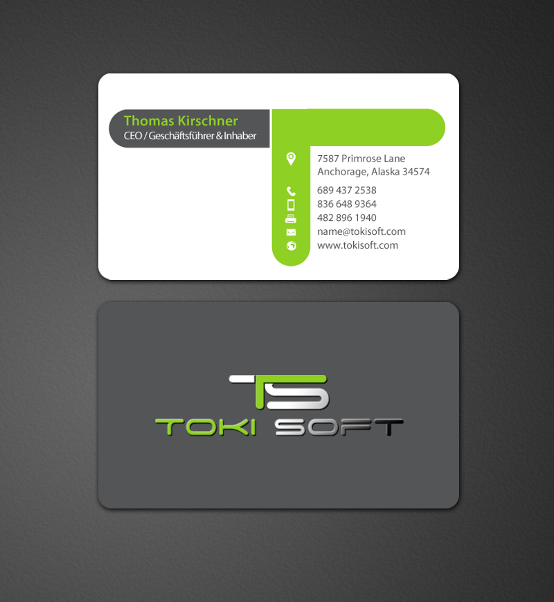 Diseño de Tarjeta de Presentación por chandrayaan.creative para ToKi Soft | Diseño #13846239