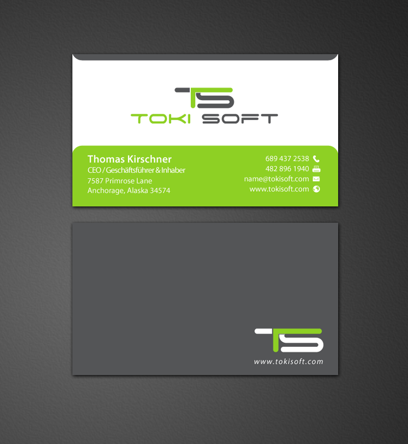 Diseño de Tarjeta de Presentación por chandrayaan.creative para ToKi Soft | Diseño #13846240