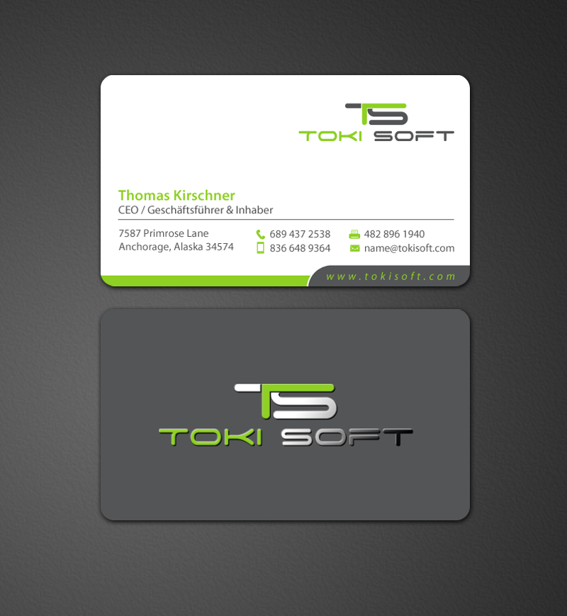 Diseño de Tarjeta de Presentación por chandrayaan.creative para ToKi Soft | Diseño #13846242