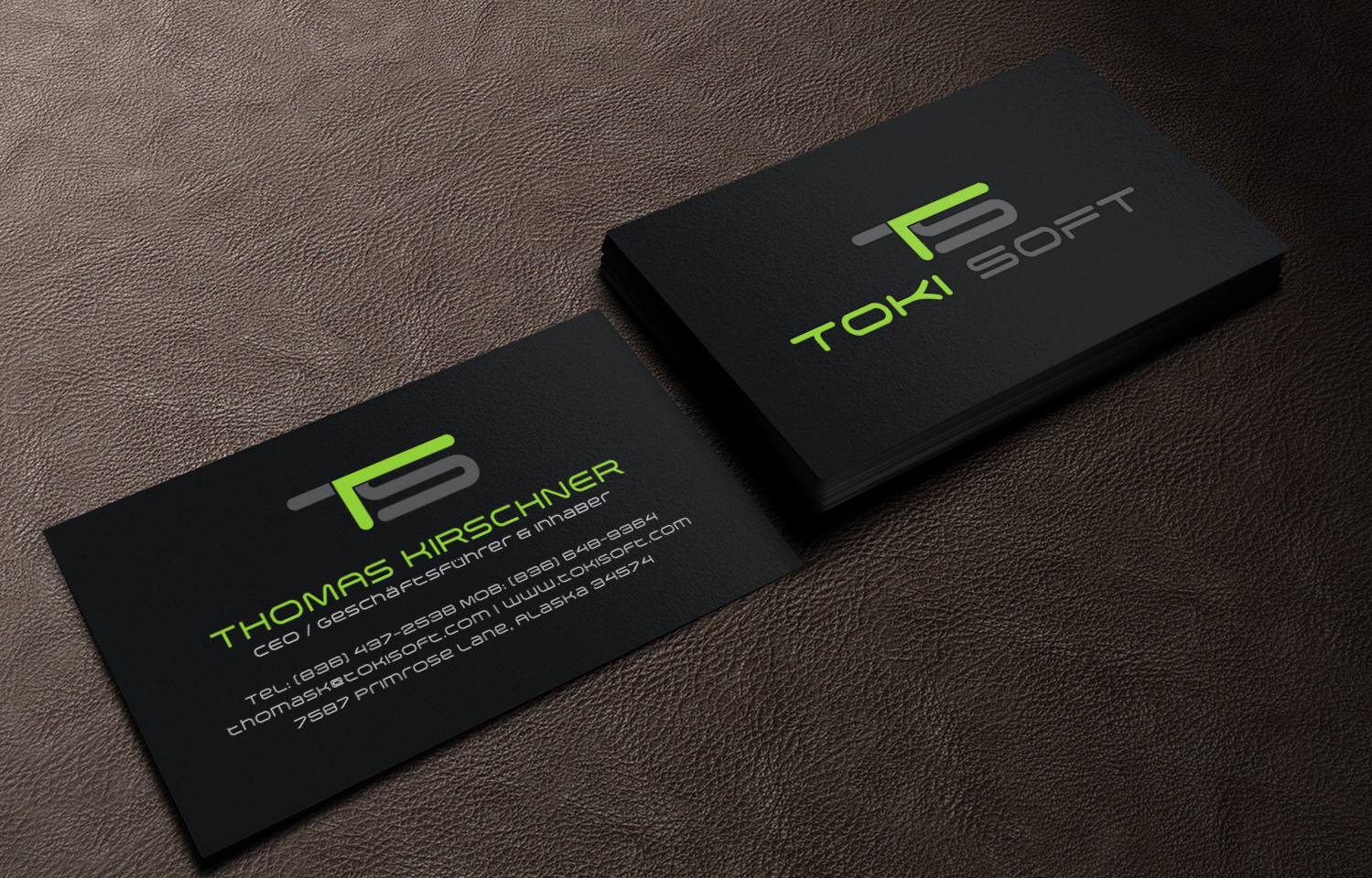 Diseño de Tarjeta de Presentación por chandrayaan.creative para ToKi Soft | Diseño #13852875