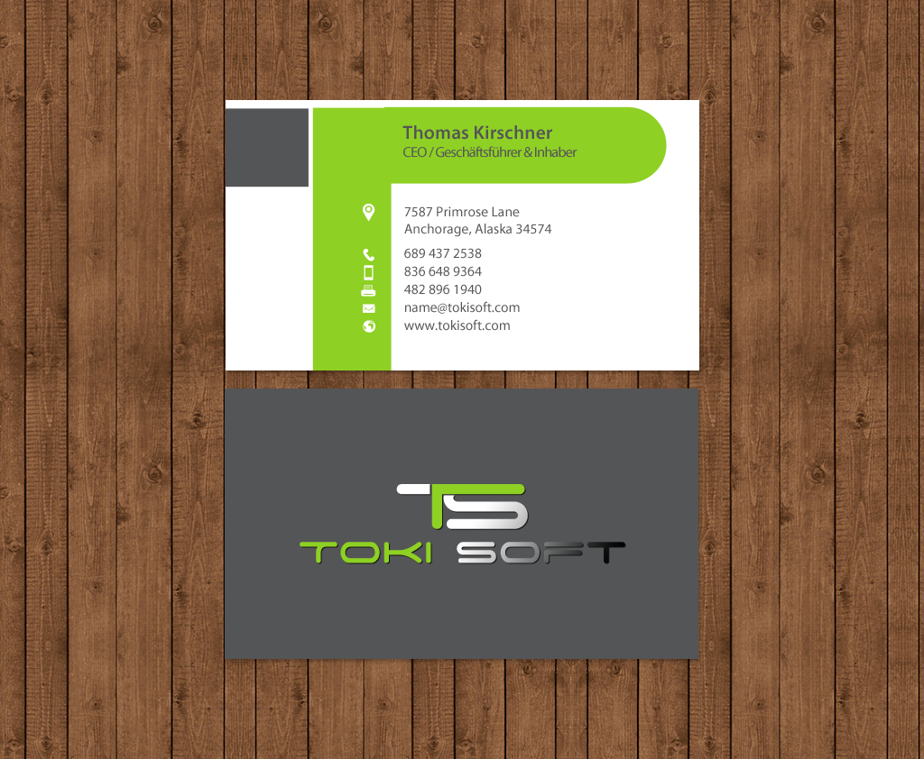 Diseño de Tarjeta de Presentación por chandrayaan.creative para ToKi Soft | Diseño #13878054