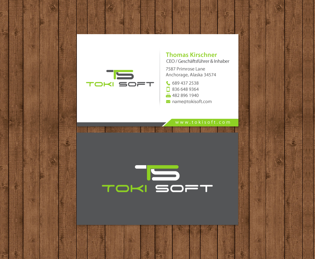 Business Card Design by chandrayaan.creative for ToKi Soft | Design #13900295