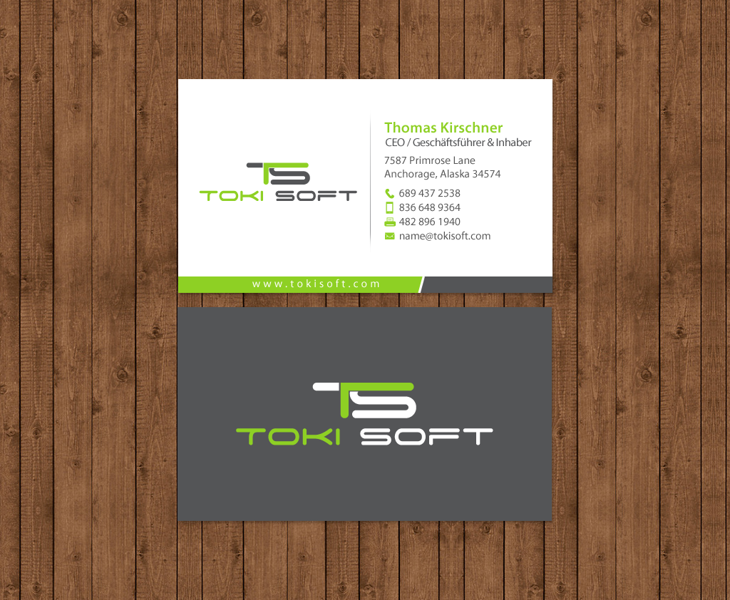 Diseño de Tarjeta de Presentación por chandrayaan.creative para ToKi Soft | Diseño #13900301