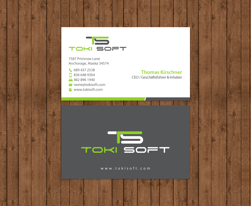 Visitenkarten-Design von chandrayaan.creative für ToKi Soft | Design #13900303