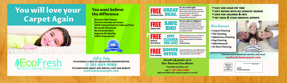 Postcard Design by Venus L. Penaflor for EcoFresh Carpet Cleaning  | Design #13899087