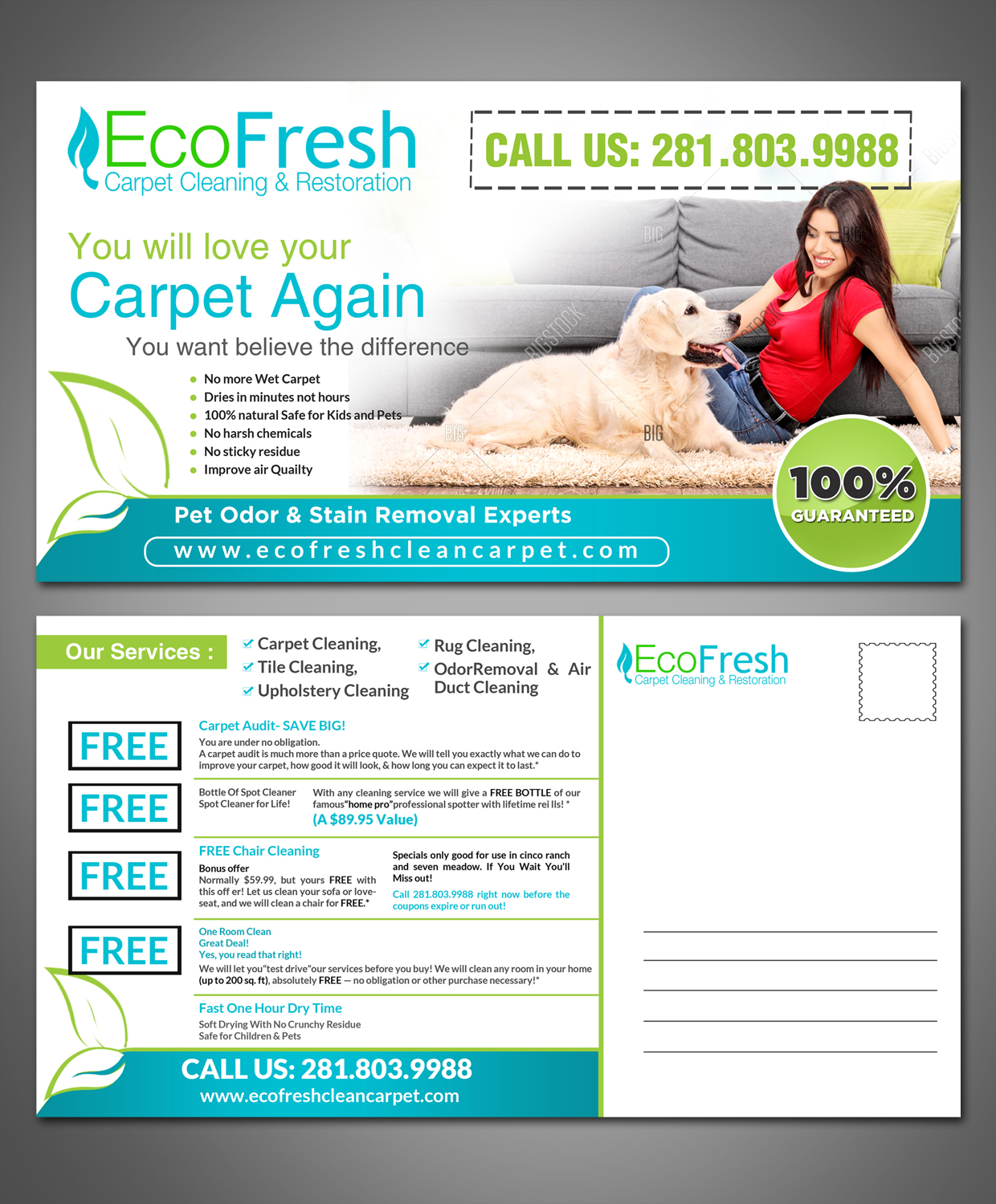 Postcard Design by debdesign for EcoFresh Carpet Cleaning  | Design #13906410