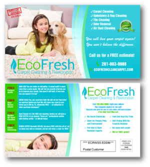 Postcard Design by citygirl17 for EcoFresh Carpet Cleaning  | Design #13884599