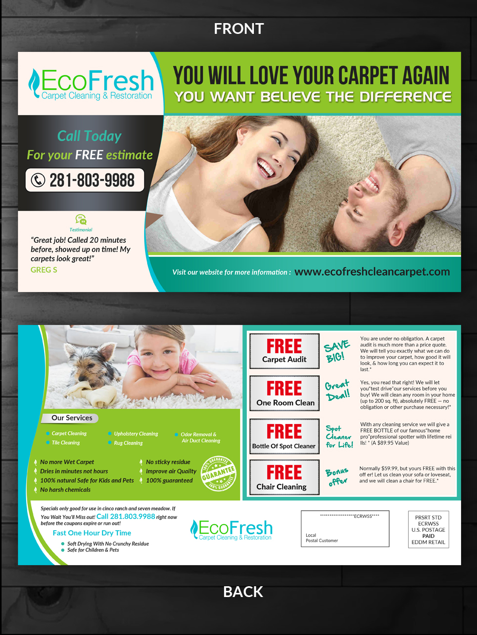 Design de Carte Postale par innovative earth pour EcoFresh Carpet Cleaning  | Design #13886347