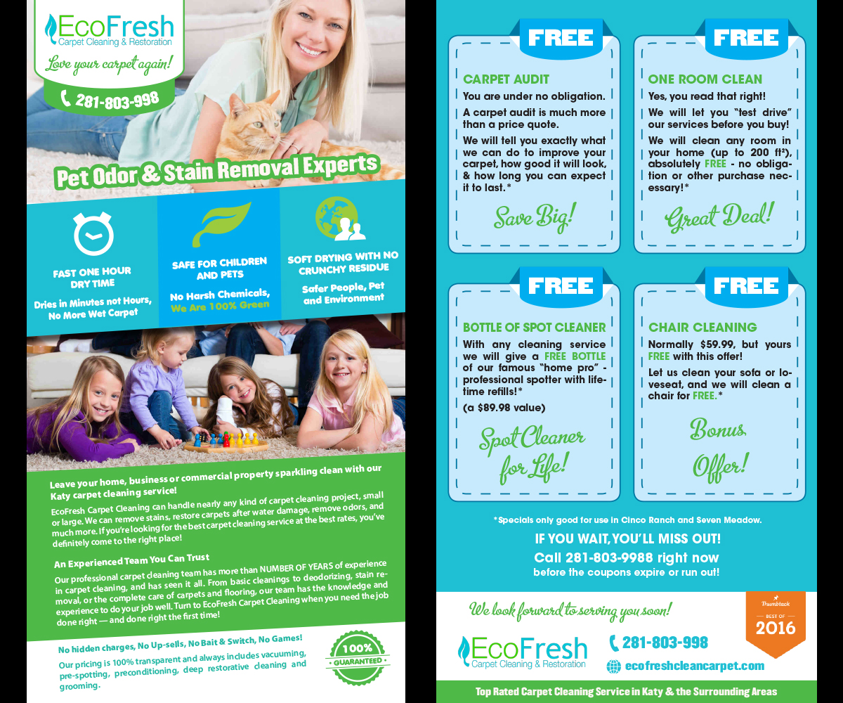 Postcard Design by horvatium for EcoFresh Carpet Cleaning  | Design #13896865