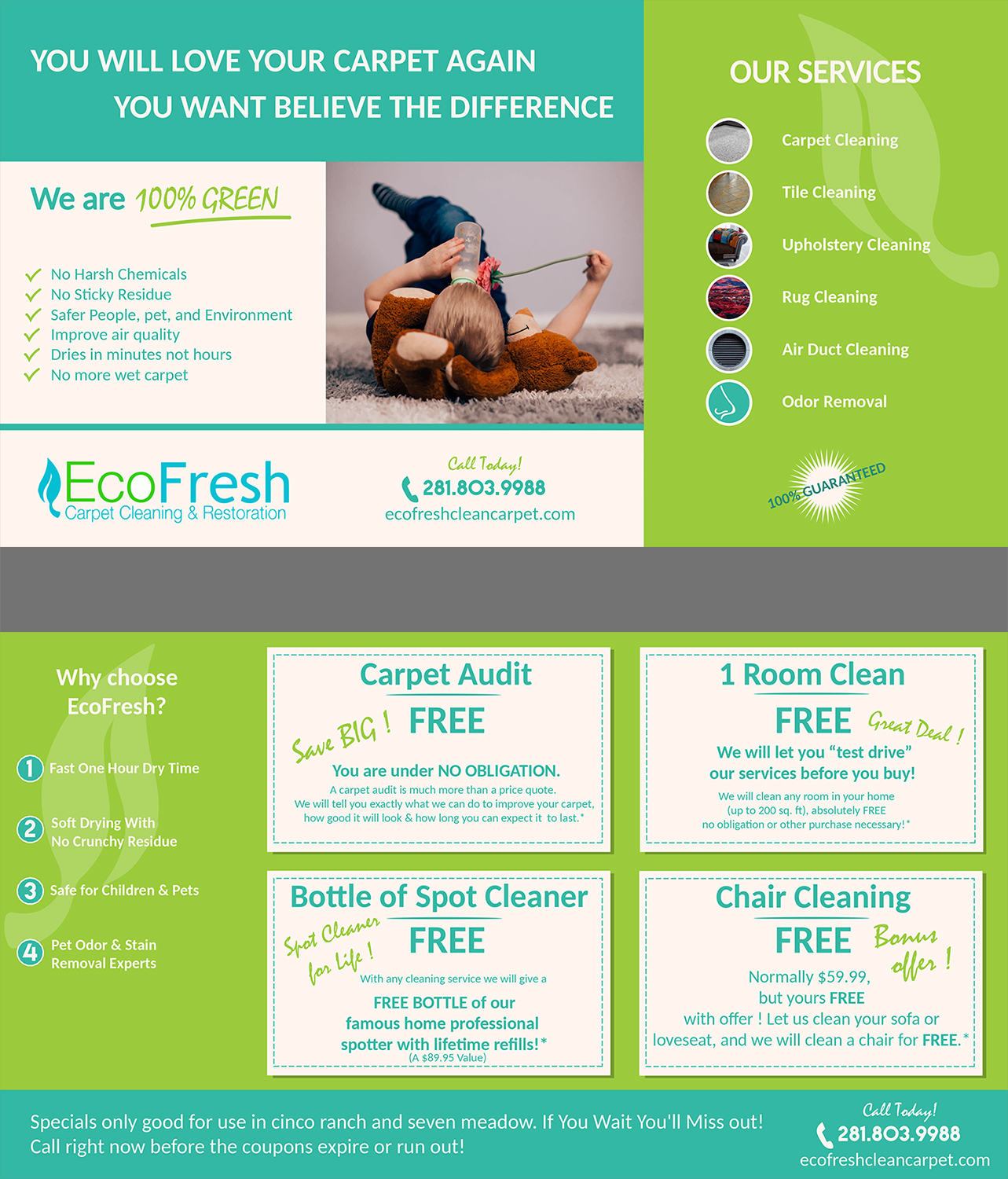Postcard Design by oscarfayemendie for EcoFresh Carpet Cleaning  | Design #13896023