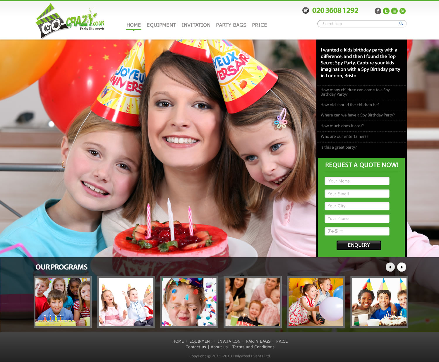 Web-Design von TechWise für Holywood Events | Design #2499955