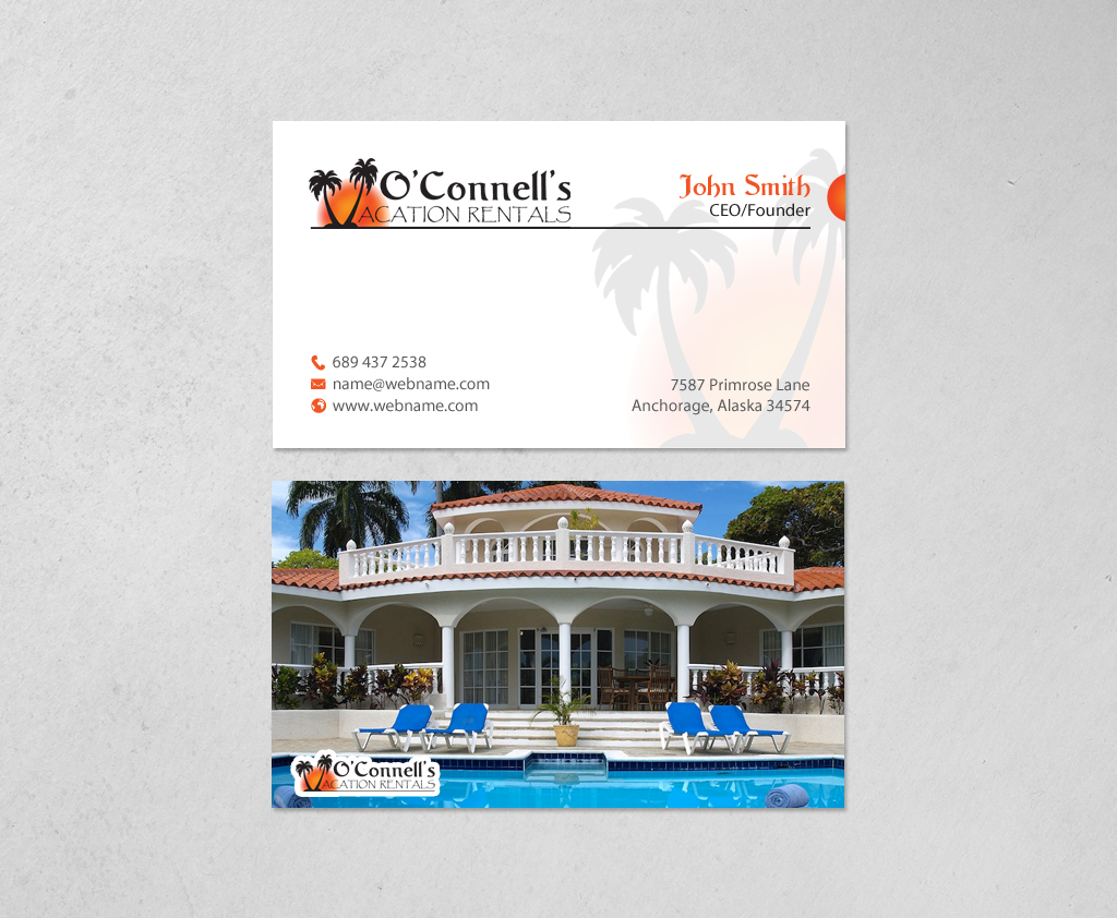 Visitenkarten-Design von chandrayaan.creative für O'Connell's Vacation Rentals | Design #13880335