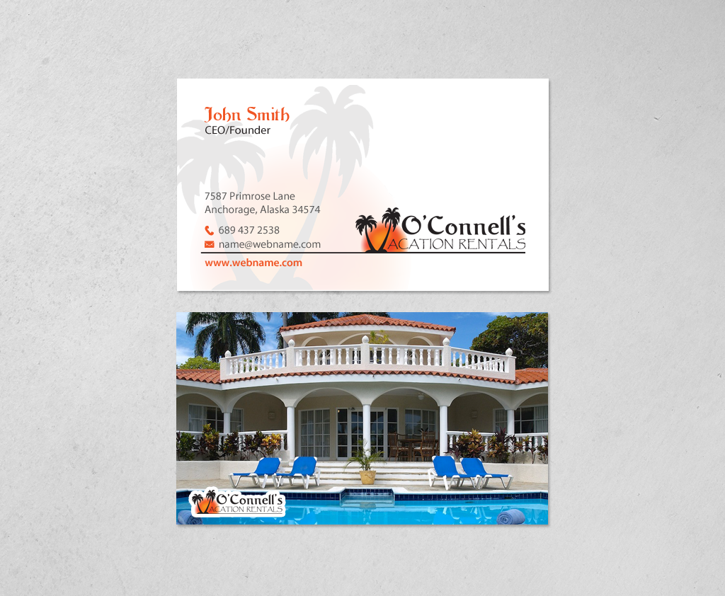Visitenkarten-Design von chandrayaan.creative für O'Connell's Vacation Rentals | Design #13880336