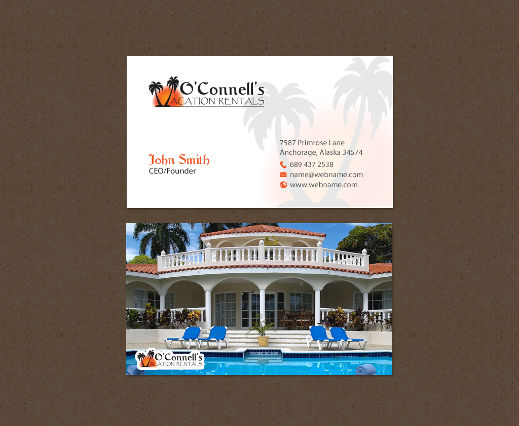 Visitenkarten-Design von chandrayaan.creative für O'Connell's Vacation Rentals | Design #13880342
