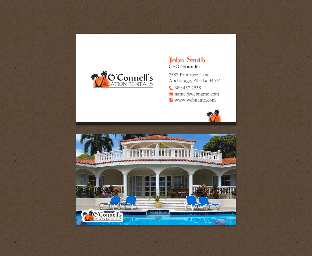 Visitenkarten-Design von chandrayaan.creative für O'Connell's Vacation Rentals | Design #13880344