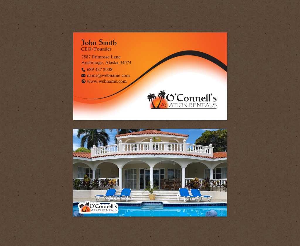 Business Card Design by chandrayaan.creative for O'Connell's Vacation Rentals | Design #13880348