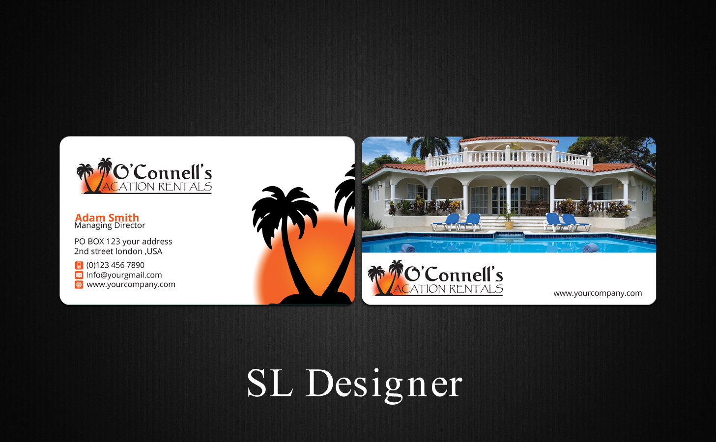 Visitenkarten-Design von SL Designer für O'Connell's Vacation Rentals | Design #13862402