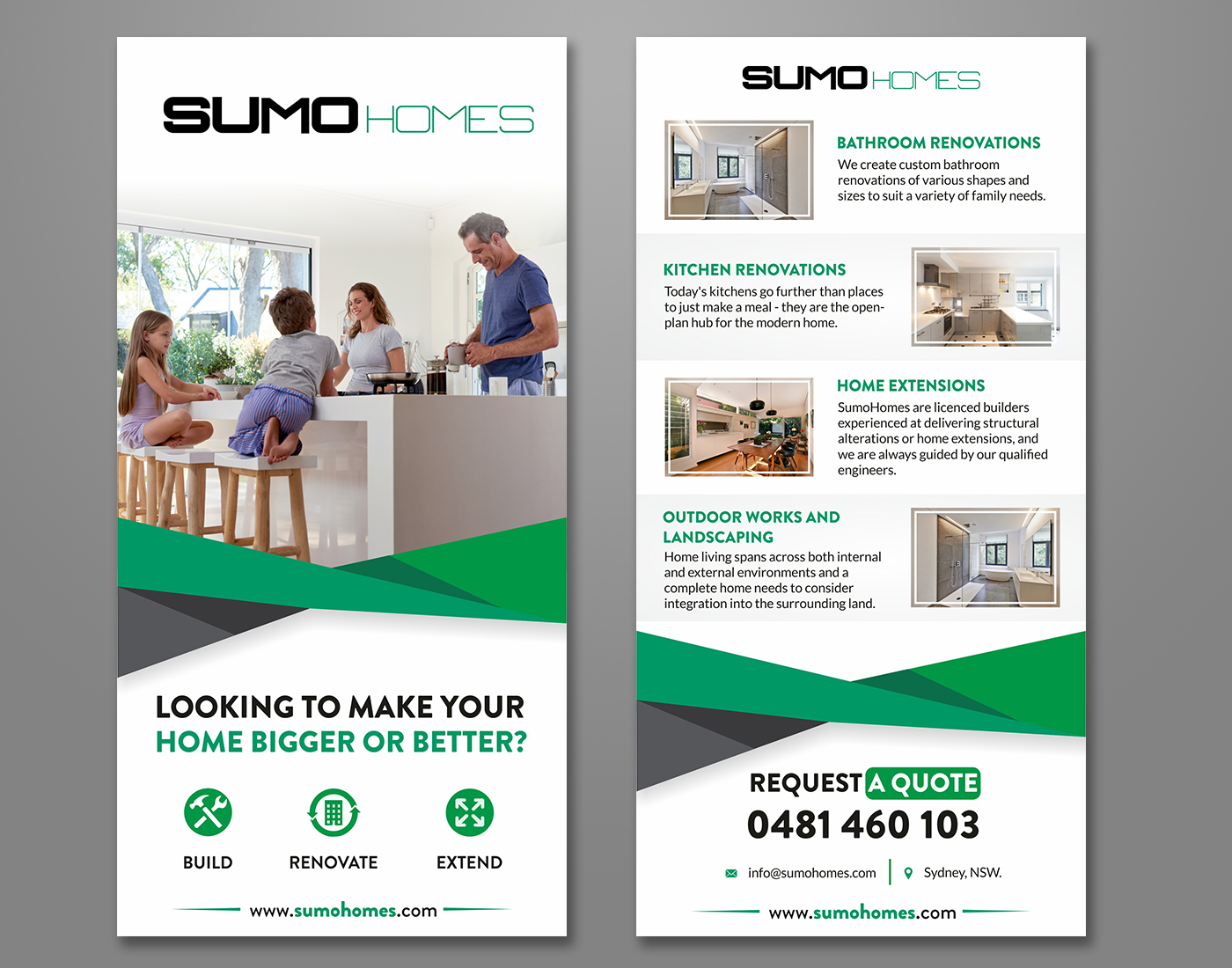 modern playful residential construction flyer design for sumo