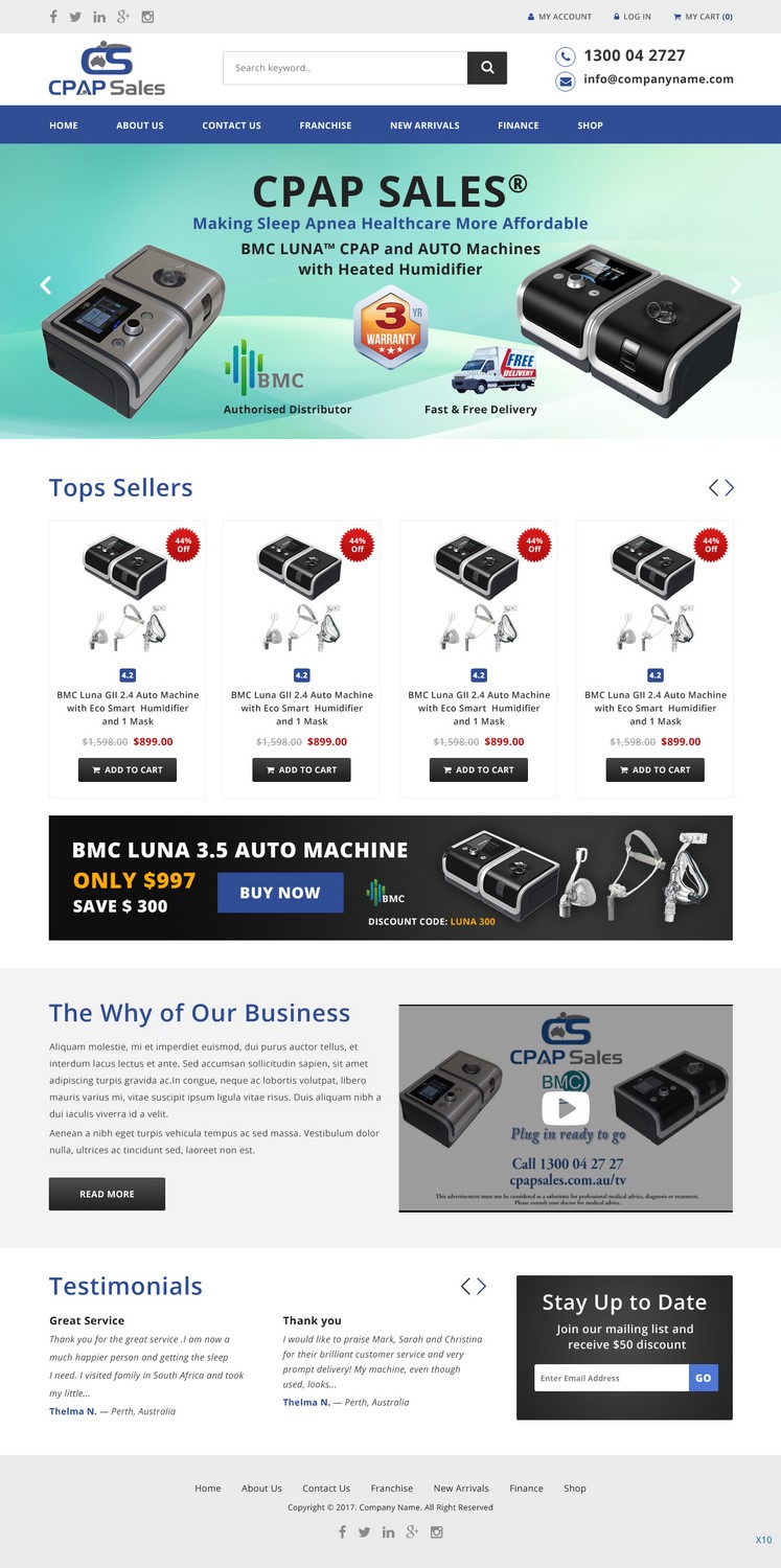 Web Design by pb for CPAP Sales Pty Ltd | Design #13895722