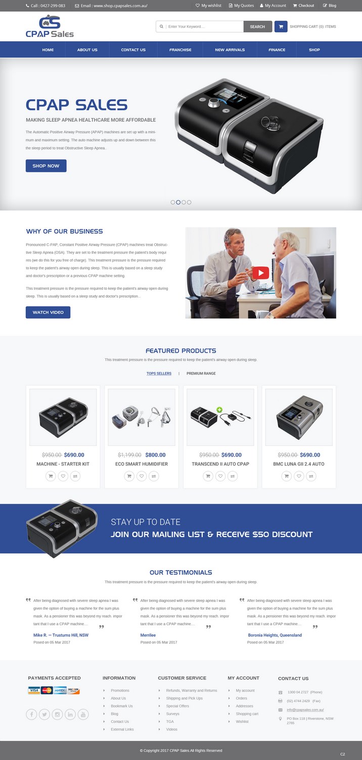 Web Design by pb for CPAP Sales Pty Ltd | Design #13918833