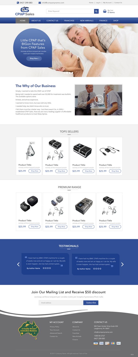 Web Design by pb for CPAP Sales Pty Ltd | Design #13918835