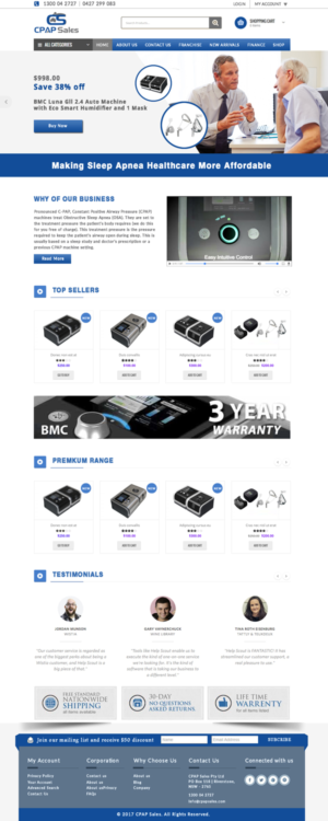 Web Design by bdesigner9 for CPAP Sales Pty Ltd | Design #13919296
