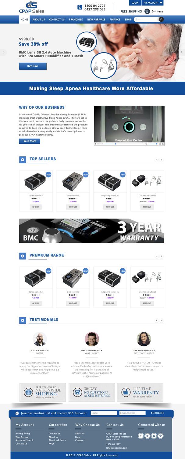 Web Design by bdesigner9 for CPAP Sales Pty Ltd | Design #13919297