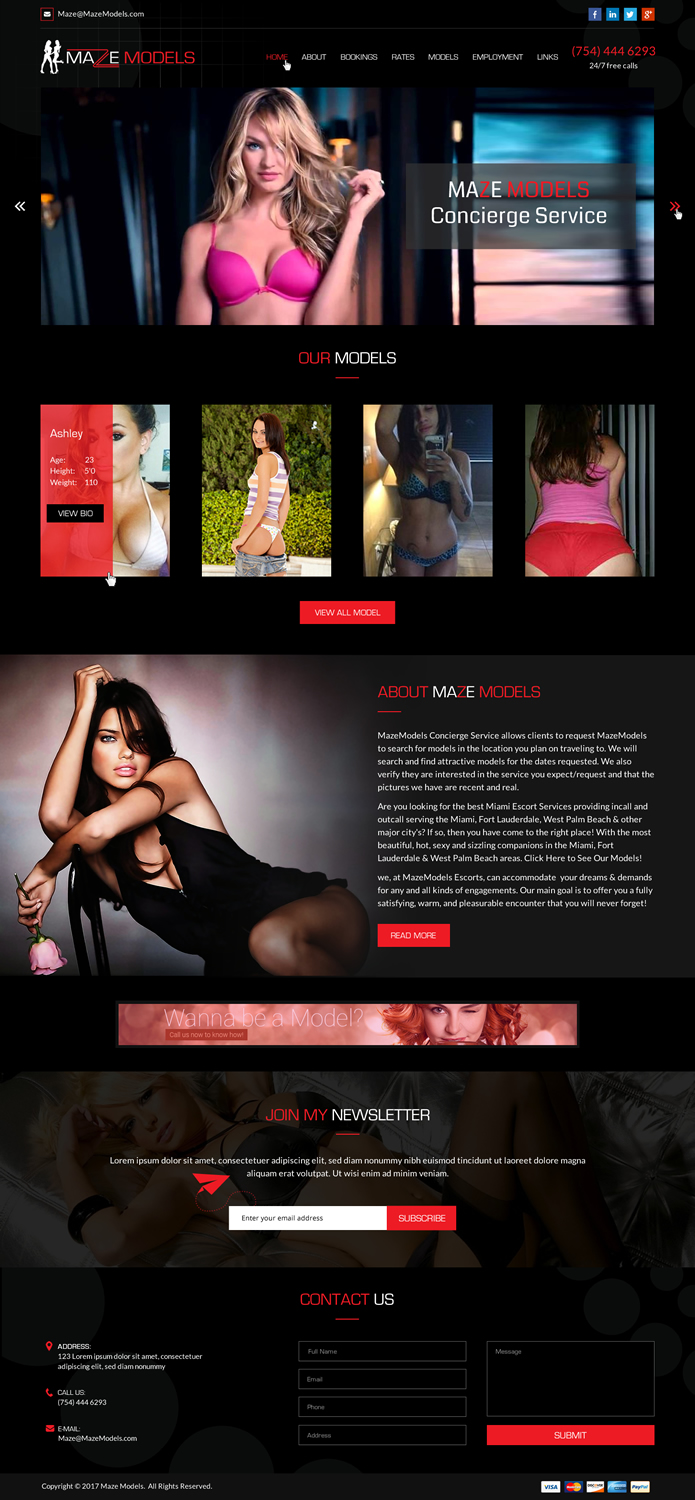 Web Design by Shayona for MazeModels.com | Design #13933755