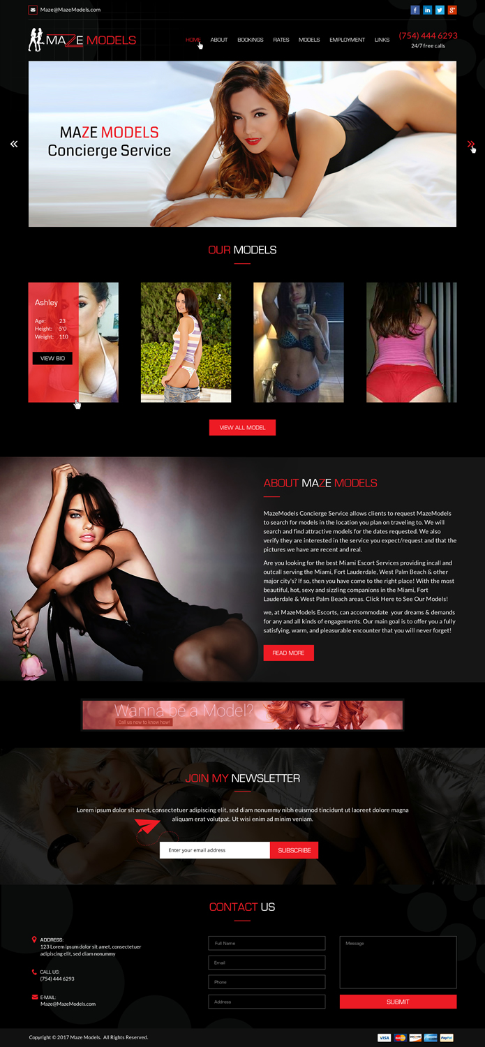 Web Design by Shayona for MazeModels.com | Design #13933756