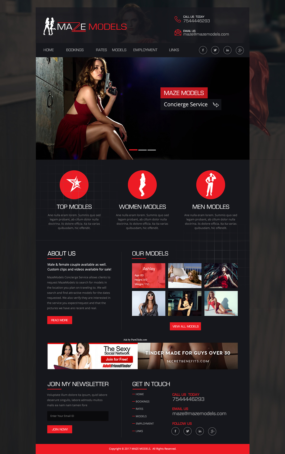 Web Design by Shayona for MazeModels.com | Design #13934178