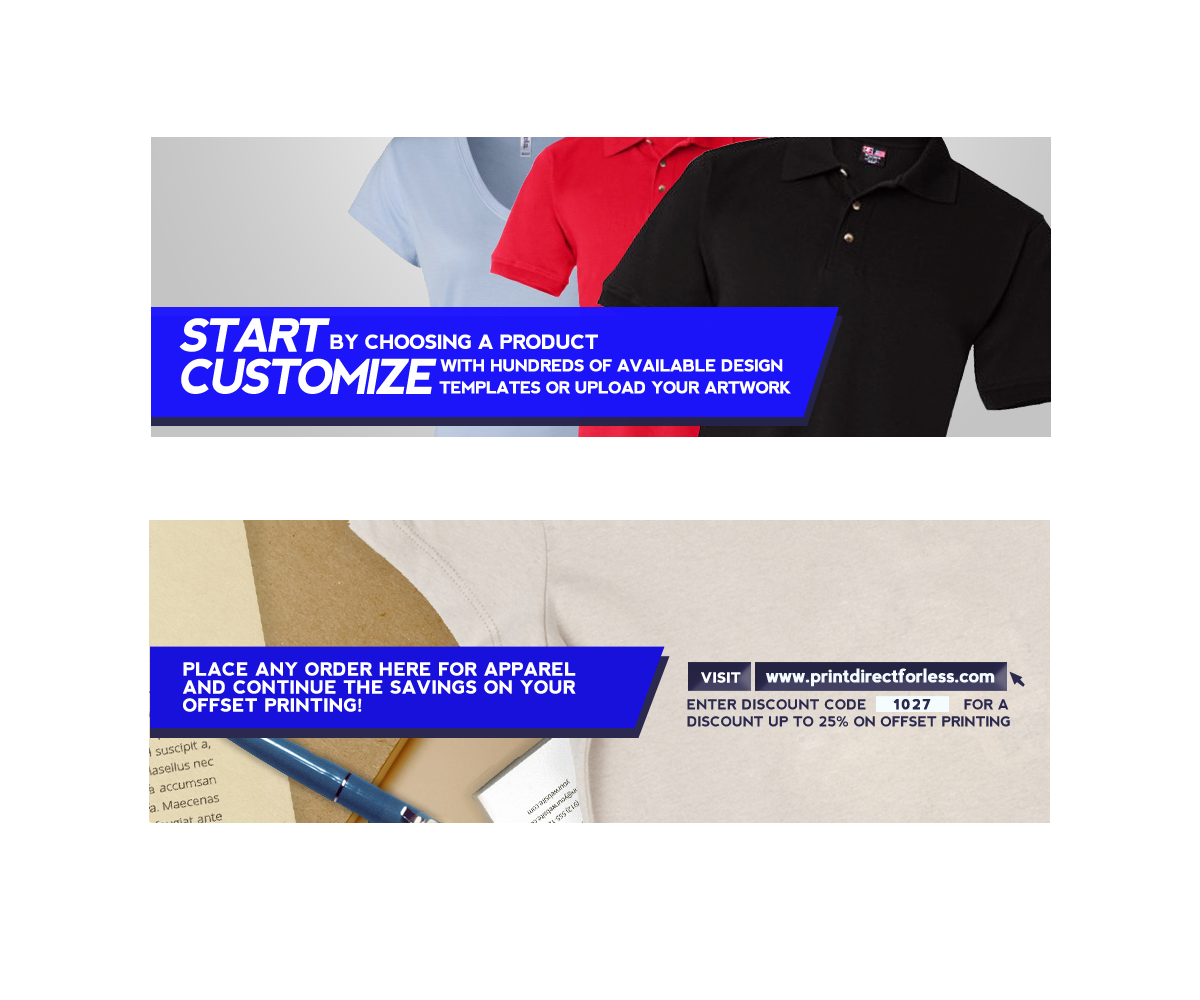 Diseño De Banner Publicitario por A para PRINT DIRECT FOR LESS | Diseño #2524793