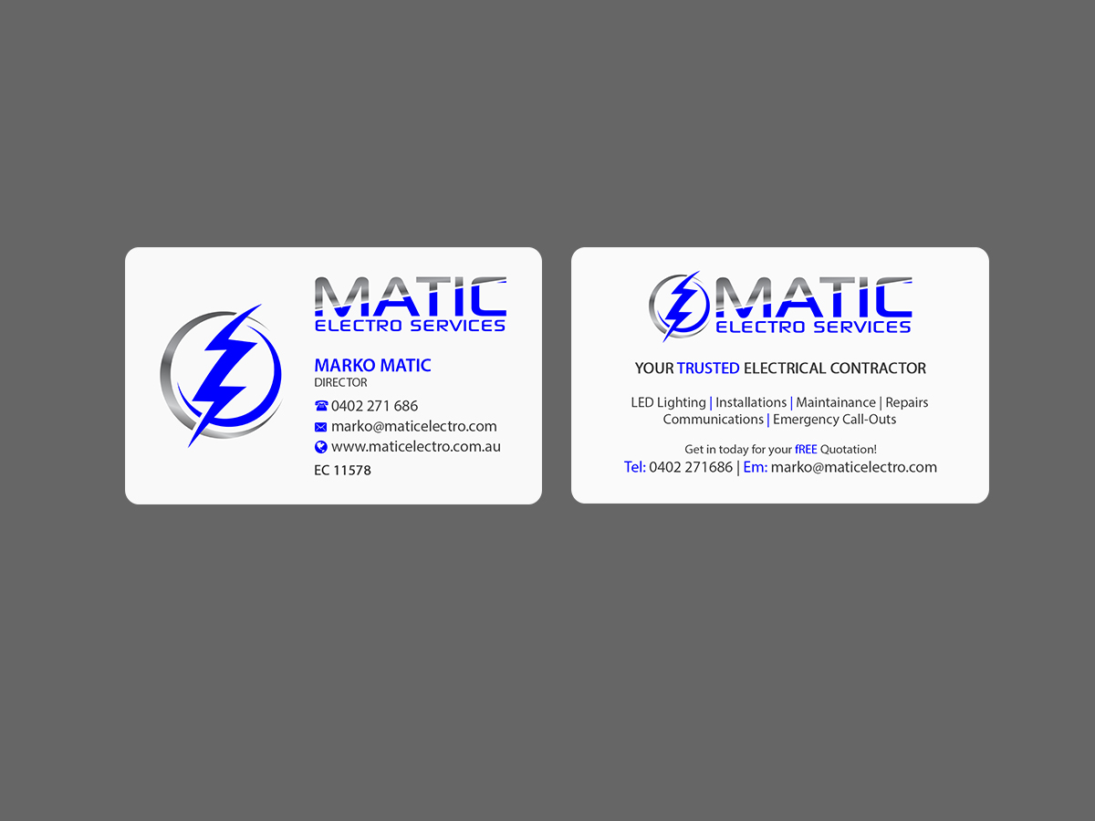 Business Card Design by Creations Box 2015 for Matic Electro Services | Design #13908994