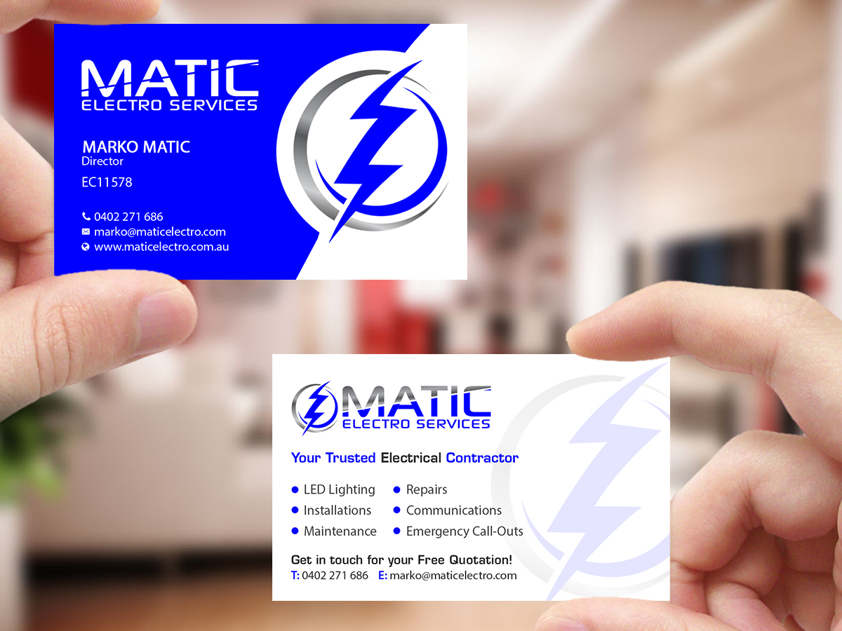 Business Card Design by Creations Box 2015 for Matic Electro Services | Design #13909003
