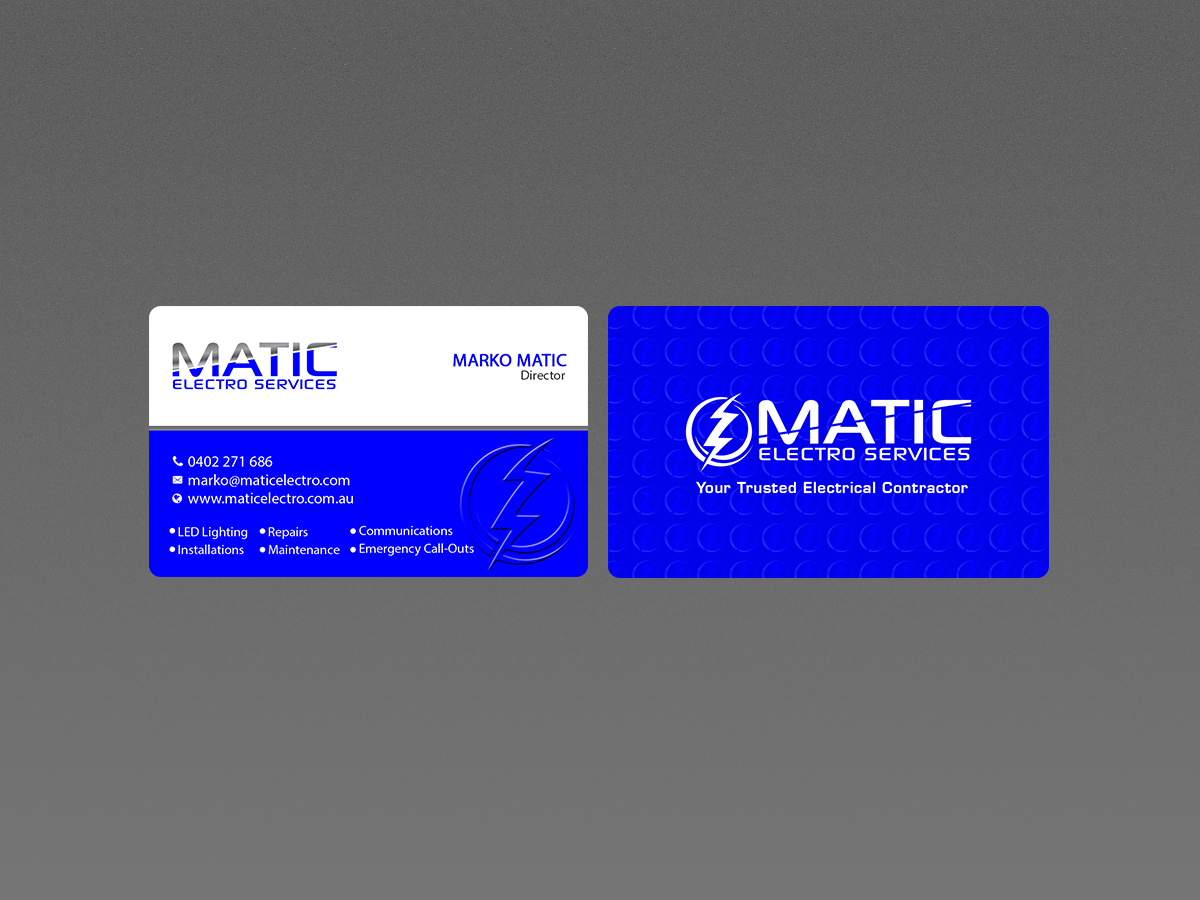Business Card Design by Creations Box 2015 for Matic Electro Services | Design #13909007