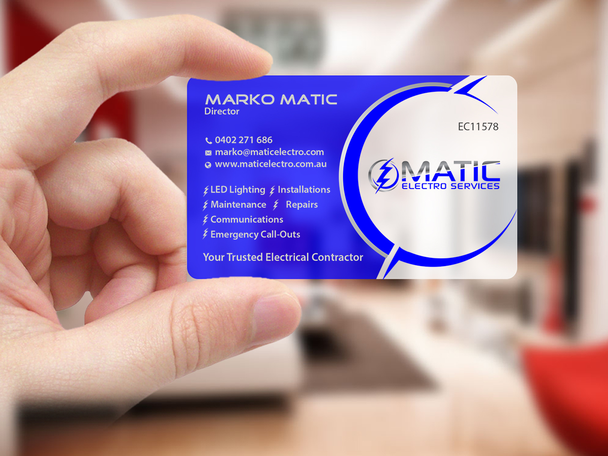 Business Card Design by Creations Box 2015 for Matic Electro Services | Design #13909008