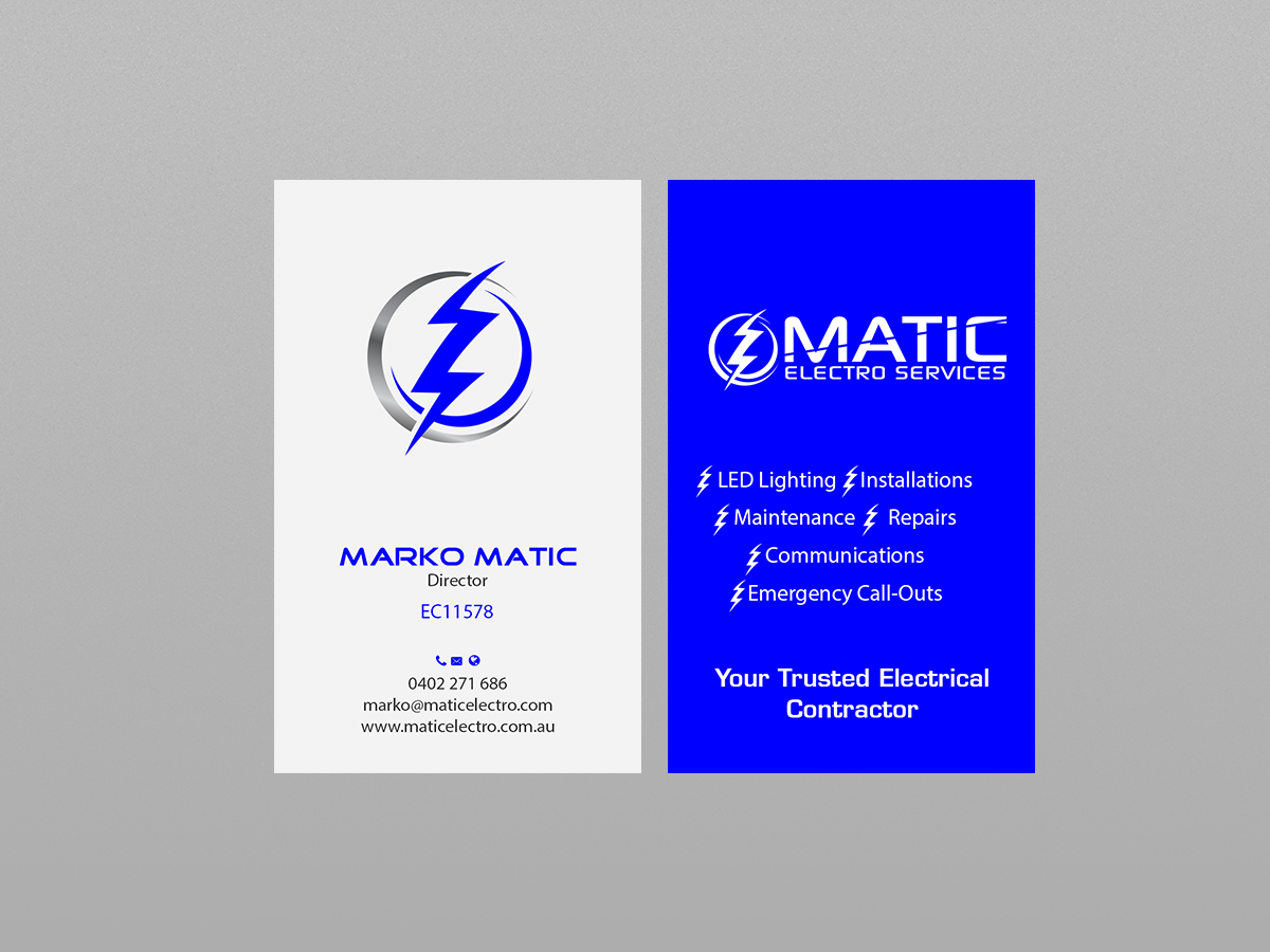 Business Card Design by Creations Box 2015 for Matic Electro Services | Design #13909010