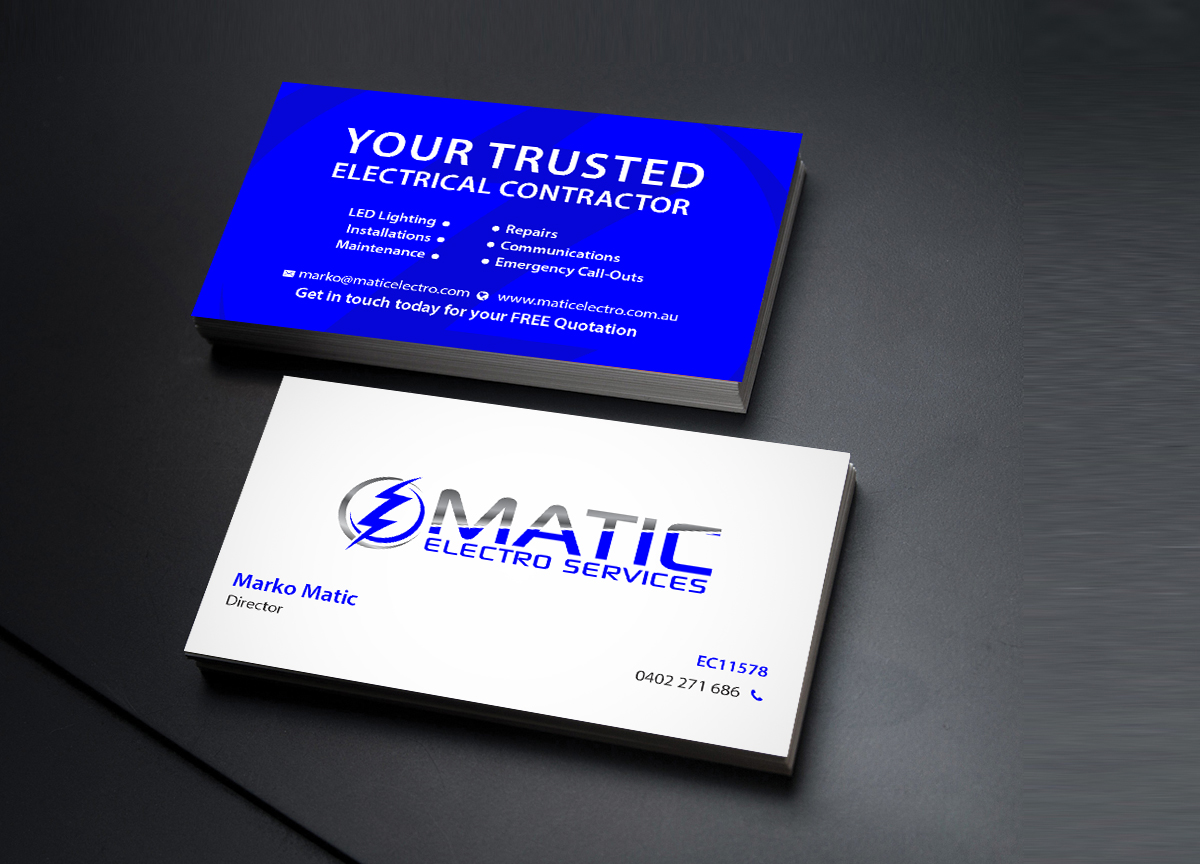 Business Card Design by Creations Box 2015 for Matic Electro Services | Design #13909799