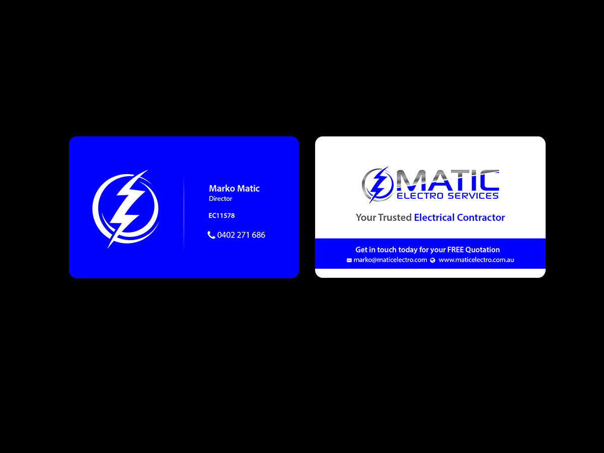 Business Card Design by Creations Box 2015 for Matic Electro Services | Design #13909800