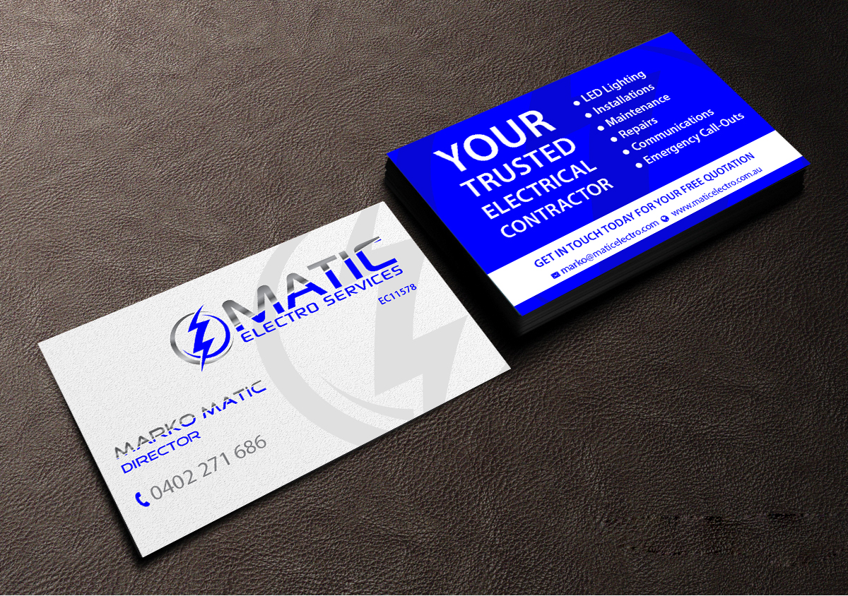 Business Card Design by Creations Box 2015 for Matic Electro Services | Design #13909801