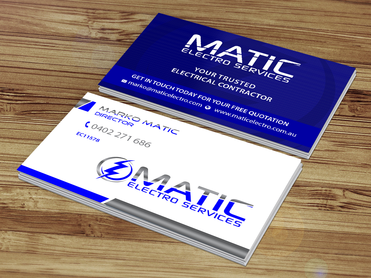 Business Card Design by Creations Box 2015 for Matic Electro Services | Design #13909802