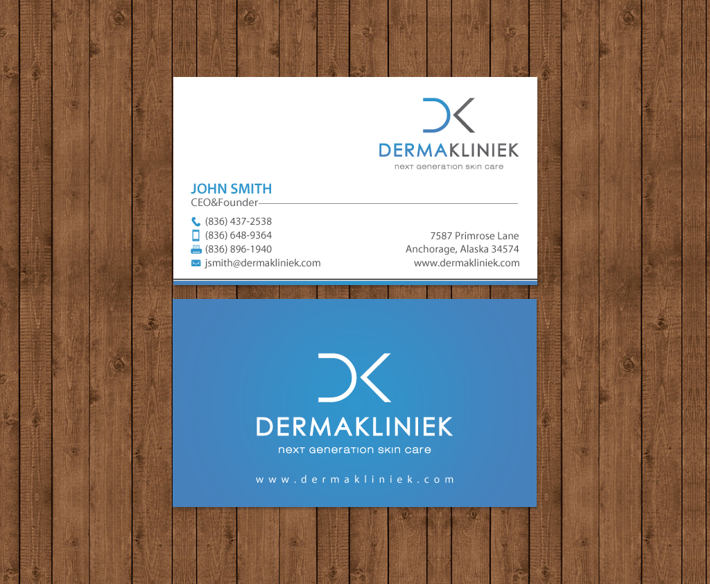 Diseño de Tarjeta de Presentación por chandrayaan.creative para Derma Kliniek | Diseño #13903171