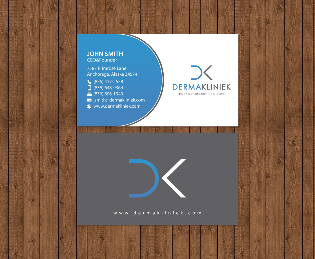 Diseño de Tarjeta de Presentación por chandrayaan.creative para Derma Kliniek | Diseño #13904275